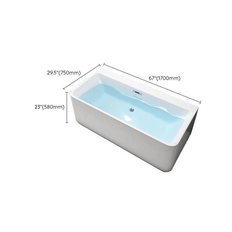 Modern Rectangular Bath Tub with Drain and Overflow Trim Bathtub