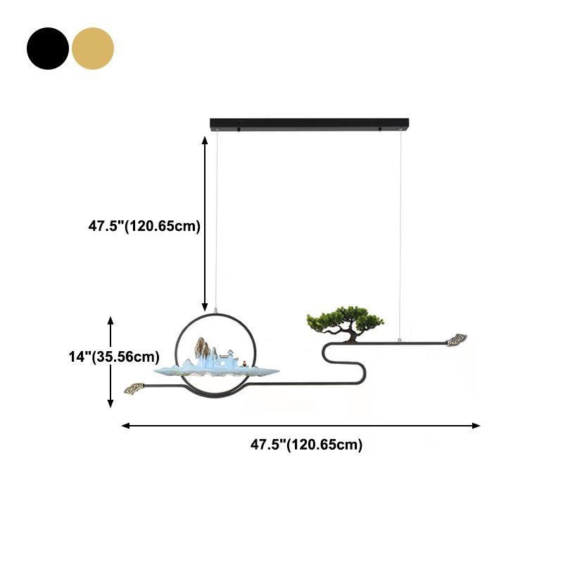 Luces de isla de forma lineal Luces de estilo contemporáneo Metal Dos accesorios de iluminación colgante