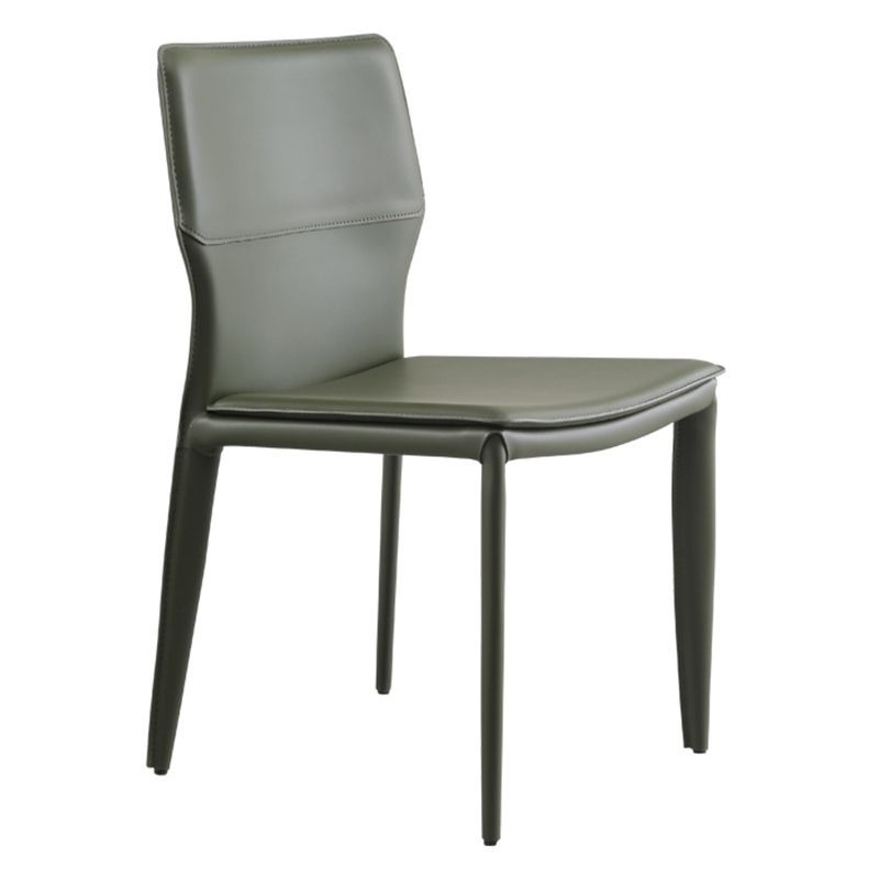 Upholstered Dining Chair with Leather Legs Matte Finish Solid Back Side Chair