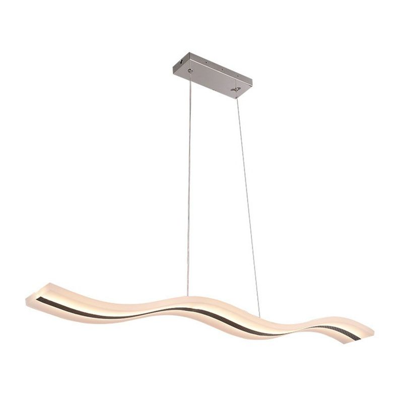 Flow Shaped Hanging Lamp Minimalist Acrylic Dining Room LED Island Light in White