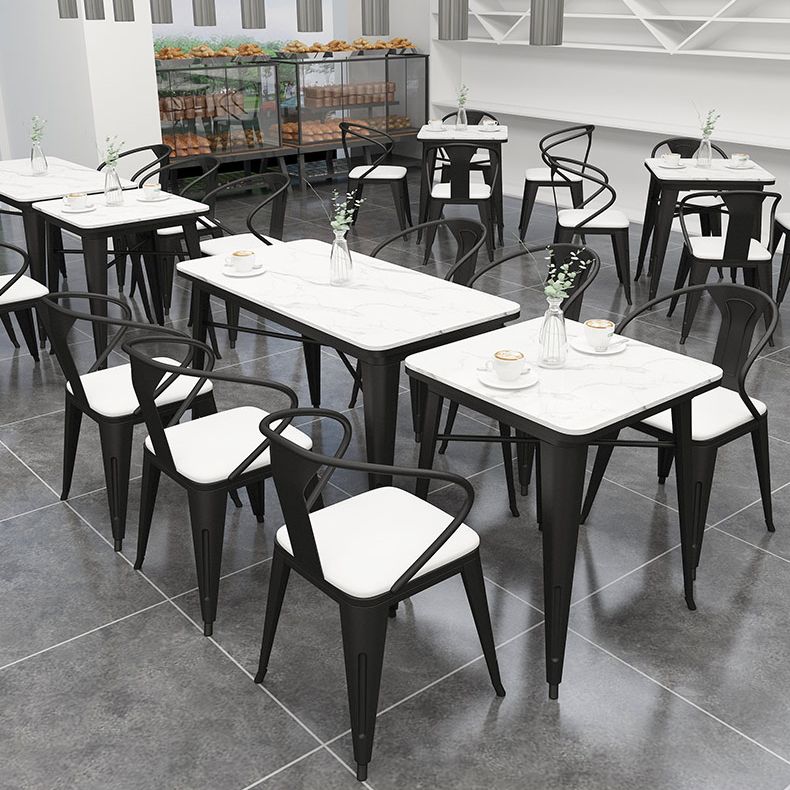 Black and White Dinette Set 1/2/3/5 Pieces Modern Stone Dining Table Set