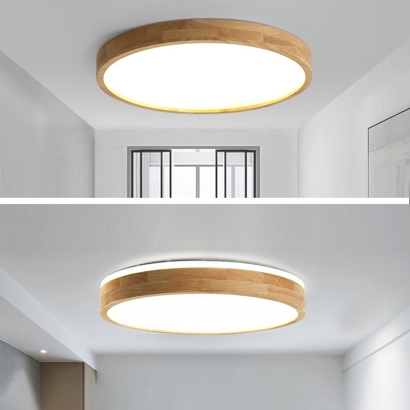 Lámpara de techo minimalista de madera con montaje empotrado LED para sala de estar