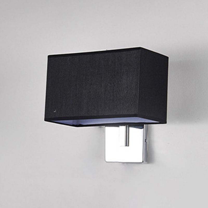 Metal Modern Wall Sconce Rectangle Shape Wall Light with Fabric Shade for Living Room