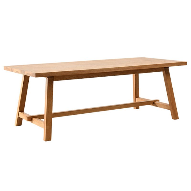 Rectangle Trestle Base Dining Table Medieval Modern Style Pine Wood Table for Kitchen