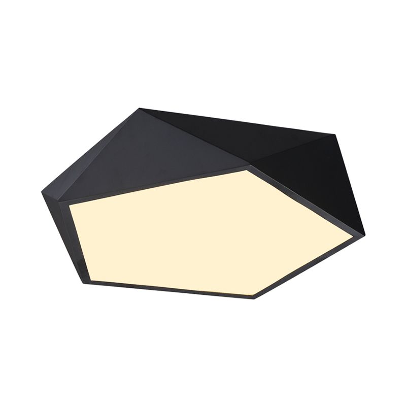 Modernist 3D Pentagon Flushmount Acrylic Bedroom 16.5/20.5/24.5 Inches Wide LED Ceiling Flush Light Fixture in Black, Warm/White Light