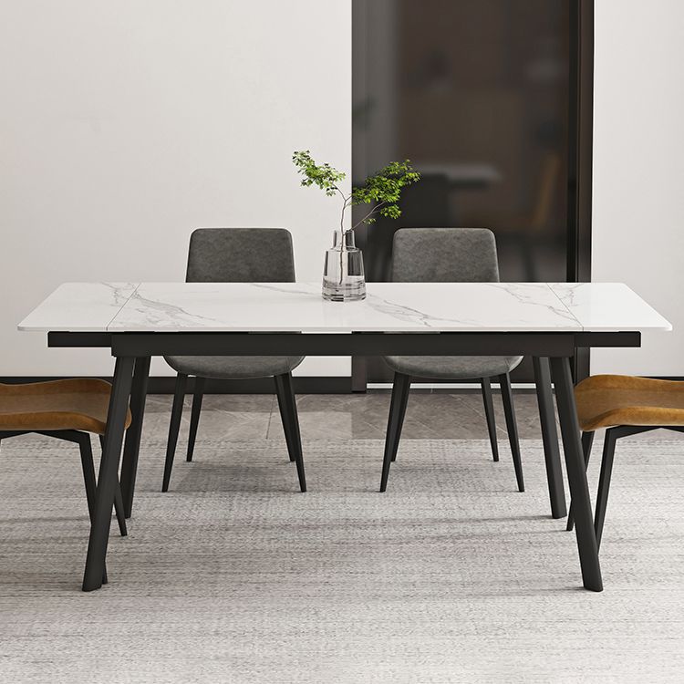 Modern 1/4/5/7 Pieces Rectangle Dining Table Set with Stone Top White Scalable Dinette Set