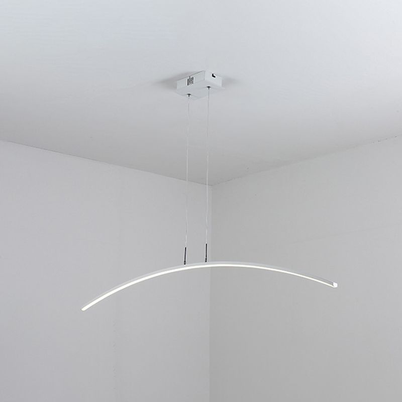 Black/White Arched Island Lighting Simple Style Acrylic LED Hanging Pendant Light in Warm/White Light
