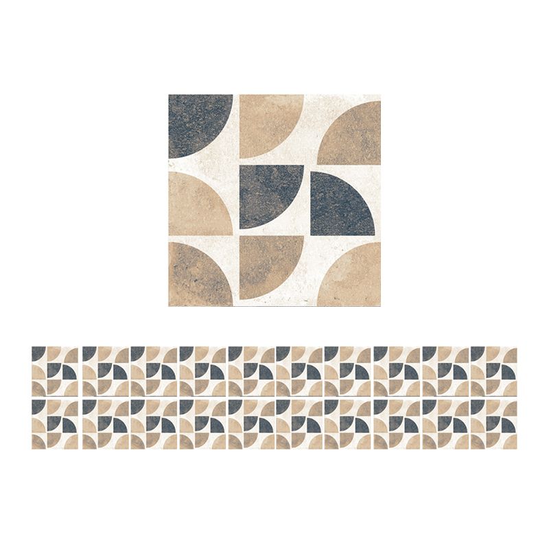 Modern Adhesive Wallpaper Panel Set Brown Quarter Round Marble Wall Decor, 8.6-sq ft (20 Pcs)