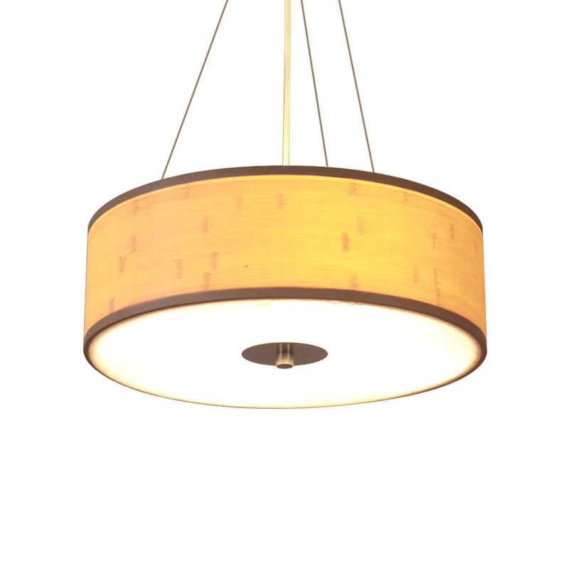 Luz de colgante de trabajo a mano con tono de batería de tambor moderno lámpara de techo de madera de 5 luces