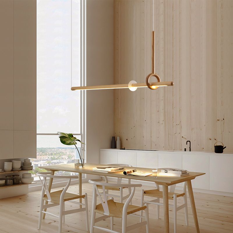 Modern Minimalist Style Linear Chandelier Light Fixtures Wood Pendant Light Fixtures