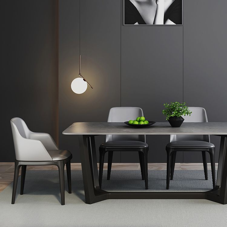 Modern 1/2/5/6/7 Pieces Dining Set Sintered Stone Dining Table with Leather Chairs