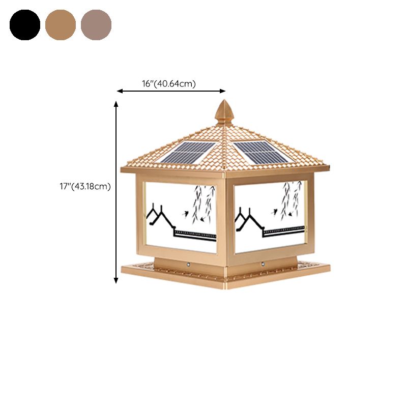 Rectangle Shape Metal Outdoor Light Modern Style 1 Light Solar Pillar Light