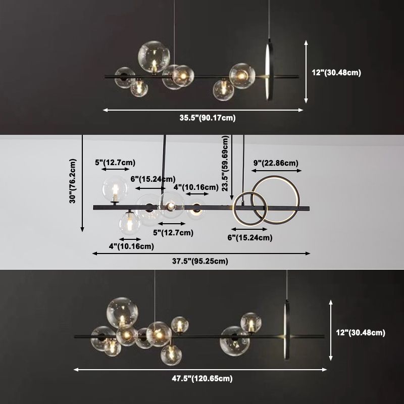 Modern Globe Glass Island Pendant Light Multi Light Metal Simplicity Style Hanging Lamp