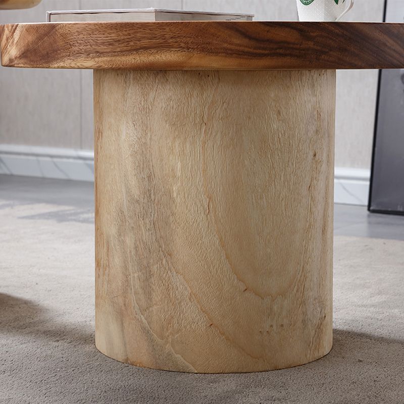 Pedestal Coffee Table Solid Wood Tray Top Coffee Cocktail Table