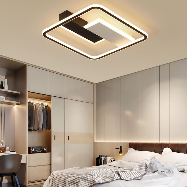 Plafonnier LED à géométrie métallique, luminaire décoratif créatif pour la maison, en noir et blanc