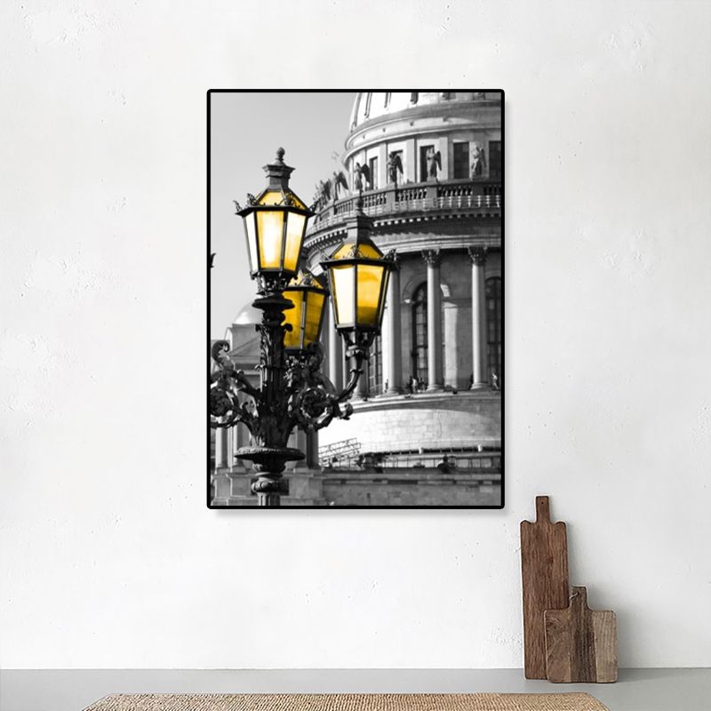 Cathedral Scene Wrapped Canvas Modern Famous Architecture Wall Decor in Pastel Color