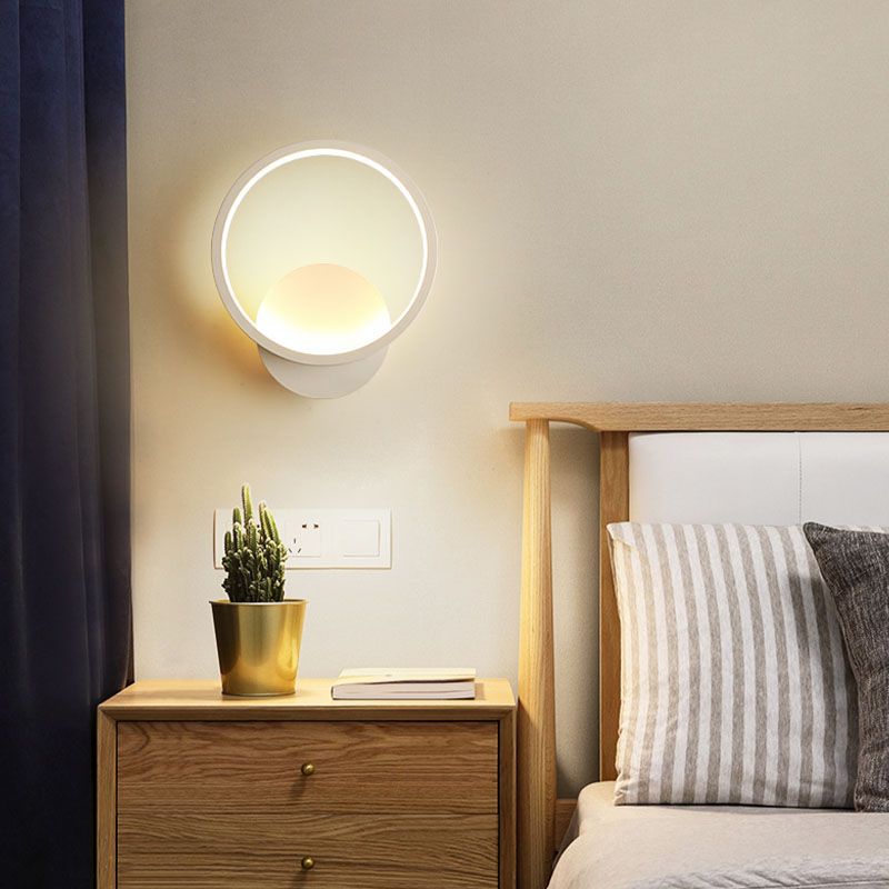 Simple Circle Shade Wall Sconce Light Acrylic Linear Sconce Light Fixture for Bedroom