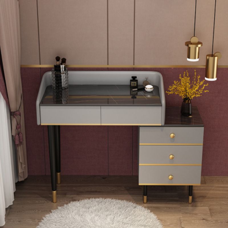 Glam Vanity Table Stone Top 15.75" W Makeup Desk with Drawers