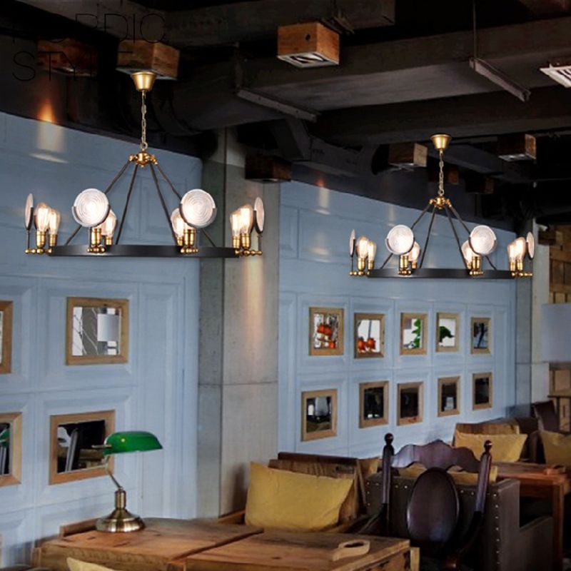 Vintage Black Hanging Ceiling Lights Metal Pendant Chandelier for Dining Room