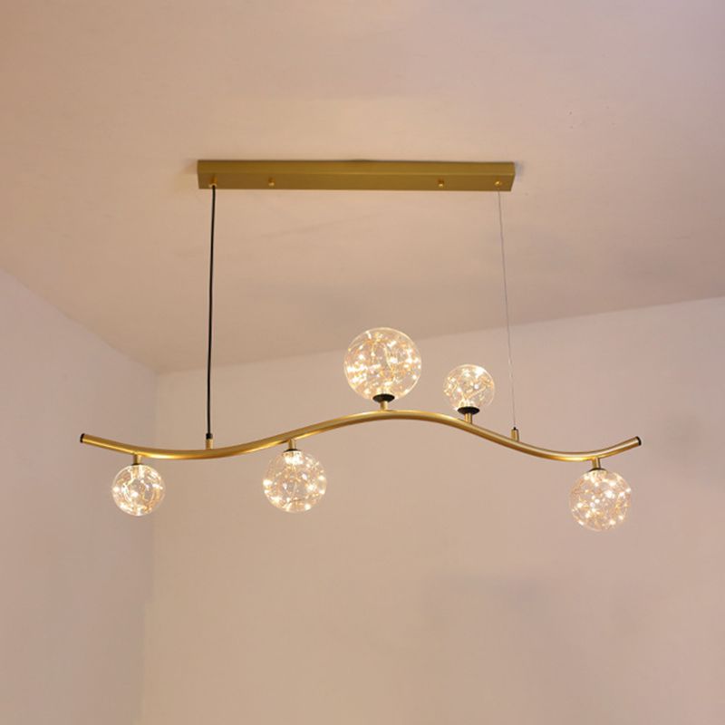 Globe Island Light Fixture Modern Pendant Lighting Metal 5 Light Island Lights