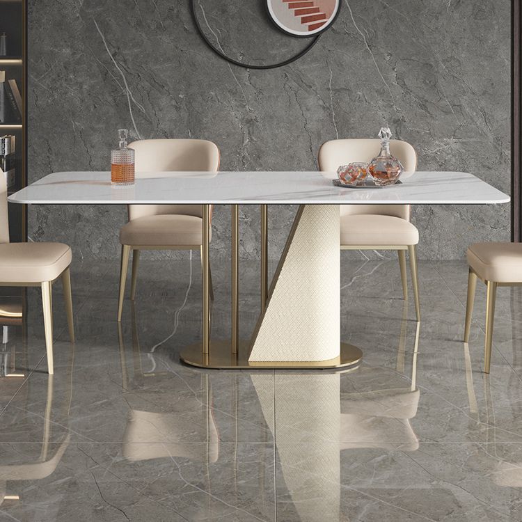 Gold Pedestal Casual Dining Table Traditional Luxury Rectangle Dining Table