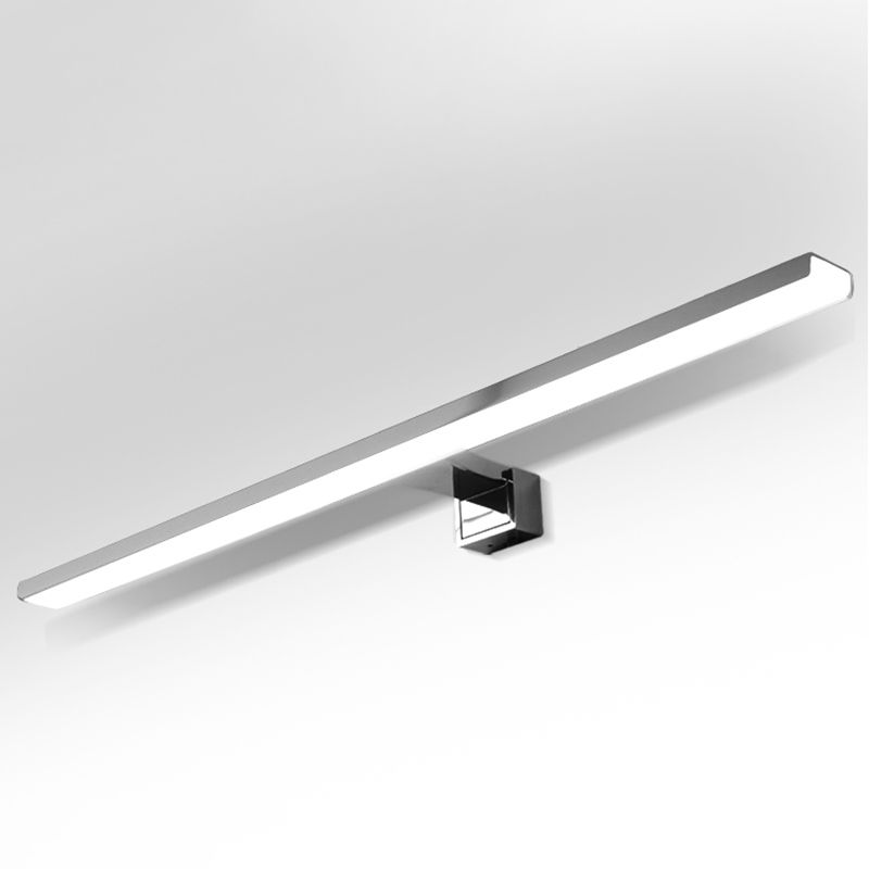 Metal Linear Shade Mirror Wall Lights Modern 1 Head Wall Mount Fixture in Silver