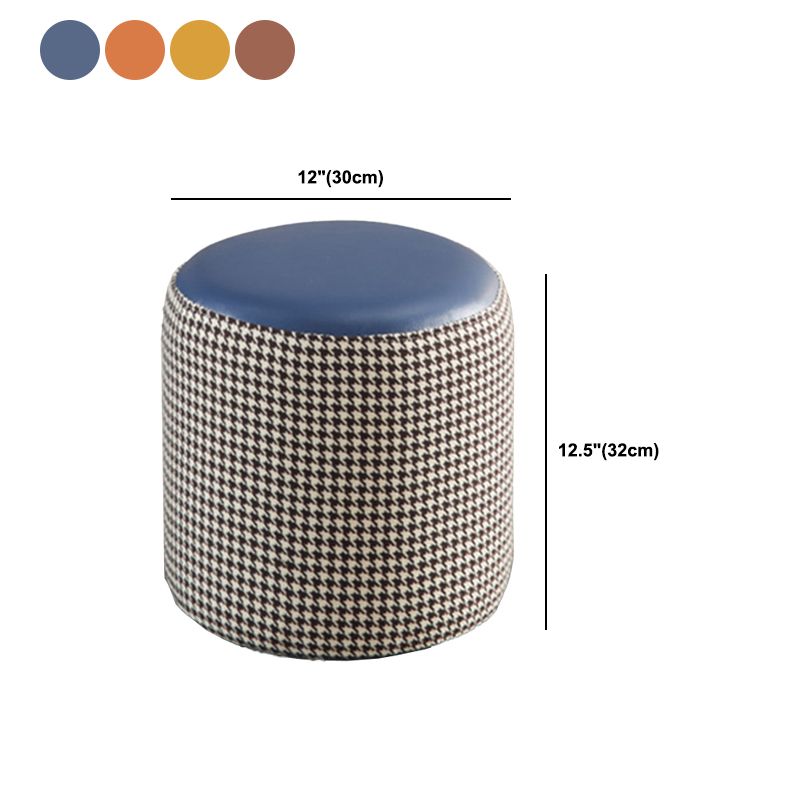 Modern Contrast Color Boucle Pouf Cylinder Shape Cotton Scratch Fool Stool Ottoman