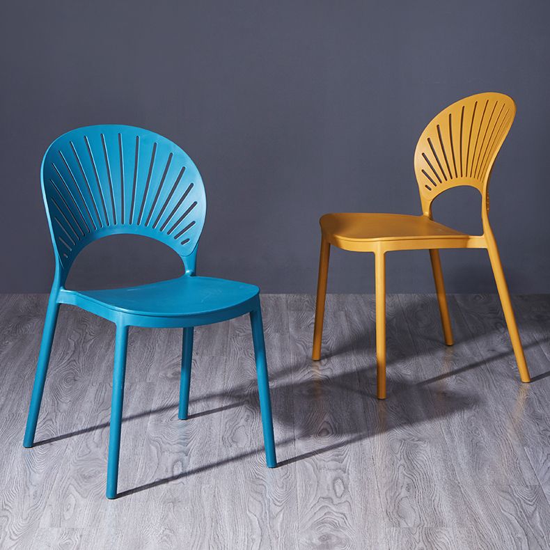 Modern Plastic Chair Open Back Dining Side Furniture in Matte Finish