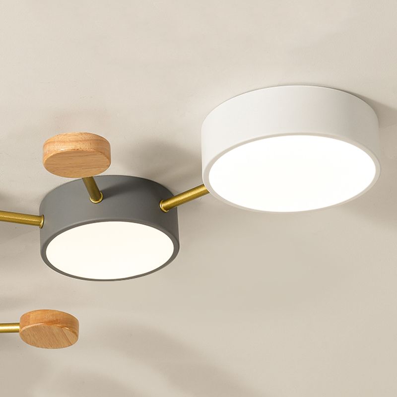 New Modern Sputnik Flush Mount Ceiling Light Metal Bedroom Flush Light in Grey