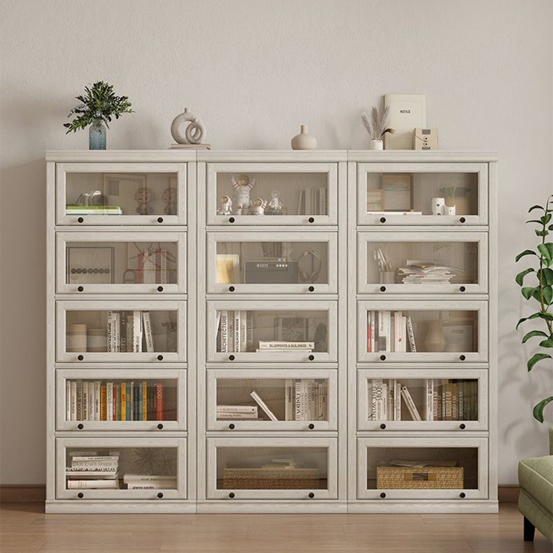 Modern Style Closed Back Bookshelf Standard Solid Wood Bookcase with Cabinets