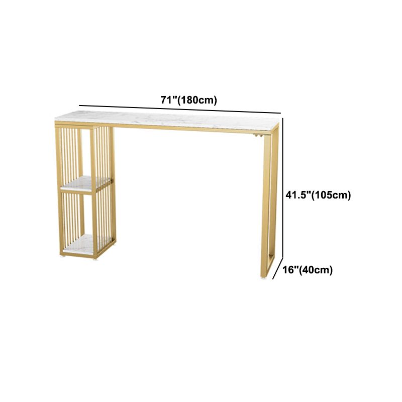 Glam 1/3 Pieces Bar Table Set Rectangle Stone Counter Table with High Stools for Cafe