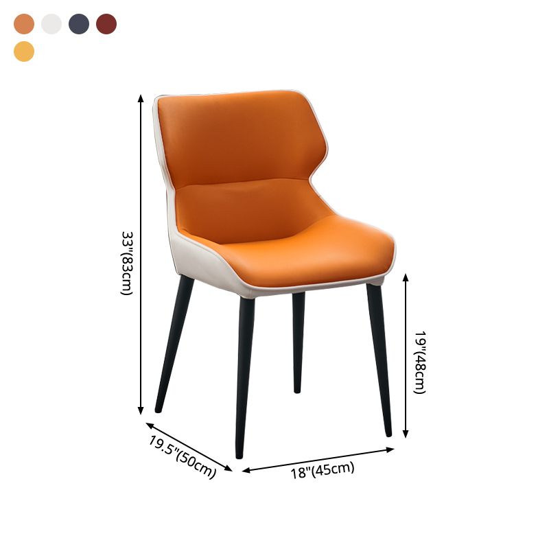 Sillas de comedor de cuero de estilo minimalista Sillas laterales con brazo Parsons y respaldo (juego de 2)