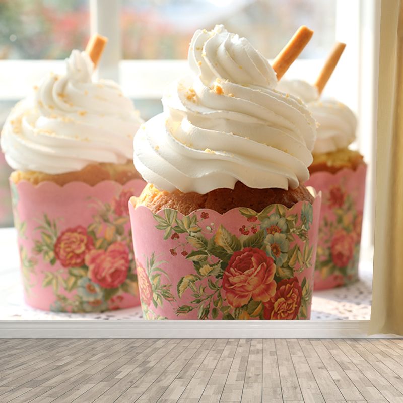 Cup Cake Mural Decal Stain Resistant Cake Shop Wall Covering, Personalised Size