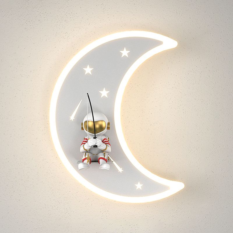Modern Style Moon Shape Wall Sconce Metal 1 Light Sconce Lighting for Living Room