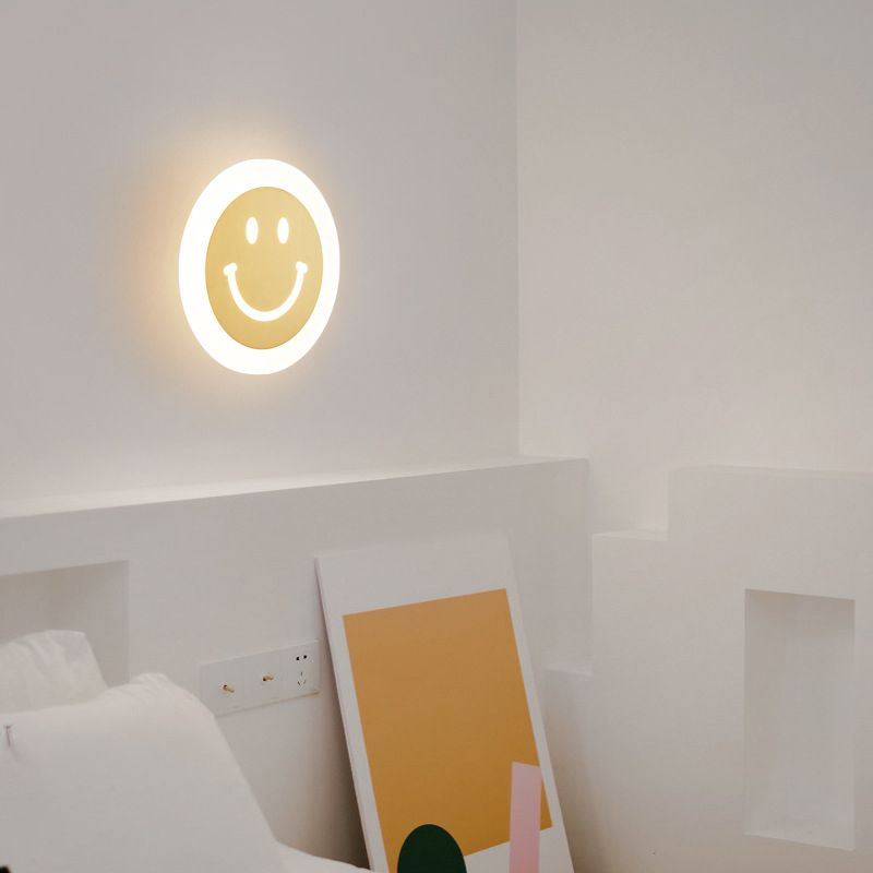 Metal Round Wall Lights Modern 1-Light Wall Light Fixture in Gold