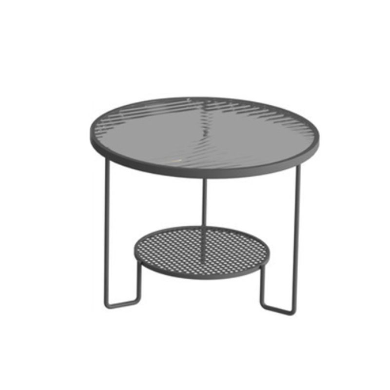 Modernism Round Glass and Steel Coffee Cocktail Table - 17.7"/19.7" H