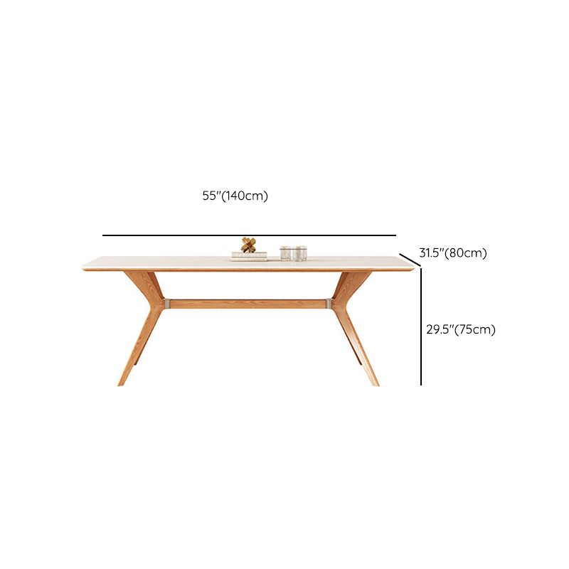 Industrial Dinner Table Rectangle Stone Dining Site Table in White