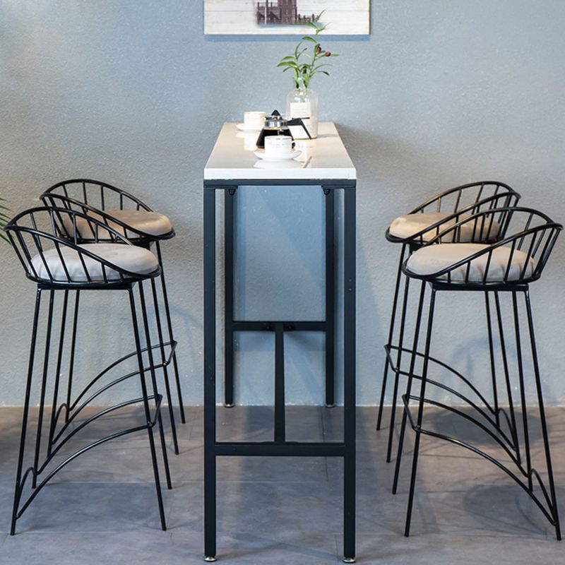 Industrial Rectangle Solid Wood Bar Table Set 1/5 Pieces Counter Table with Iron Stools