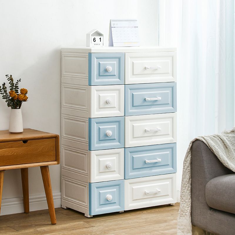 Scandinavian Vertical Plastic Kids Dresser Set with Drawers for Bedroom