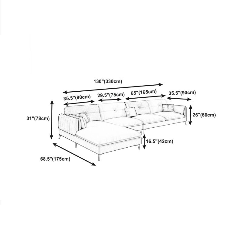 Beige Contemporary Faux Leather Sofa with Recessed Arm 30.7"