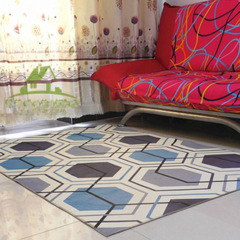 Bold Multi Color Matrix Rug Polyester Modern Area Carpet Non-Slip Pet Friendly Stain Resistant Rug for Living Room