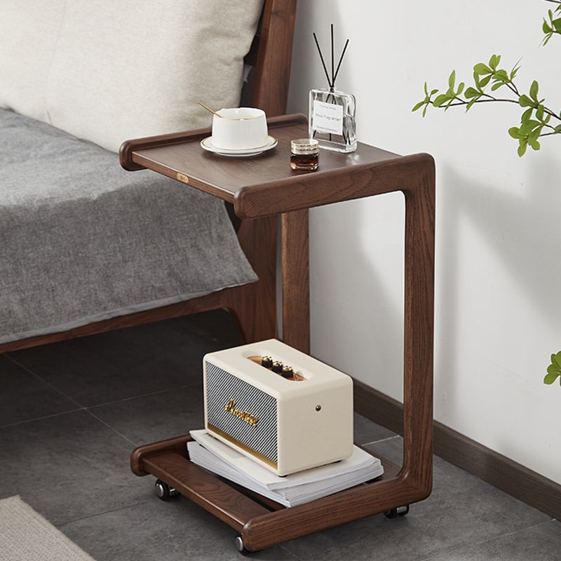 Contemporary End Table Solid Wood Brown Living Room Side Table