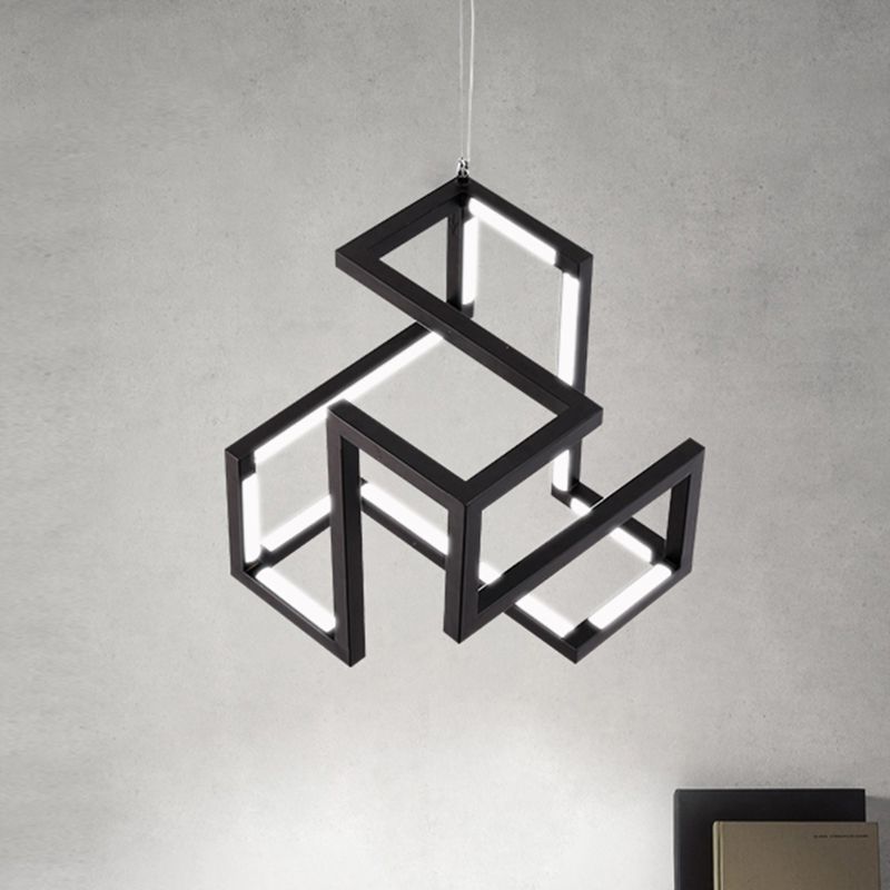 Black/White Geometric Hanging Light Nordic Stylish LED Metallic Pendant Chandelier Light for Bedroom