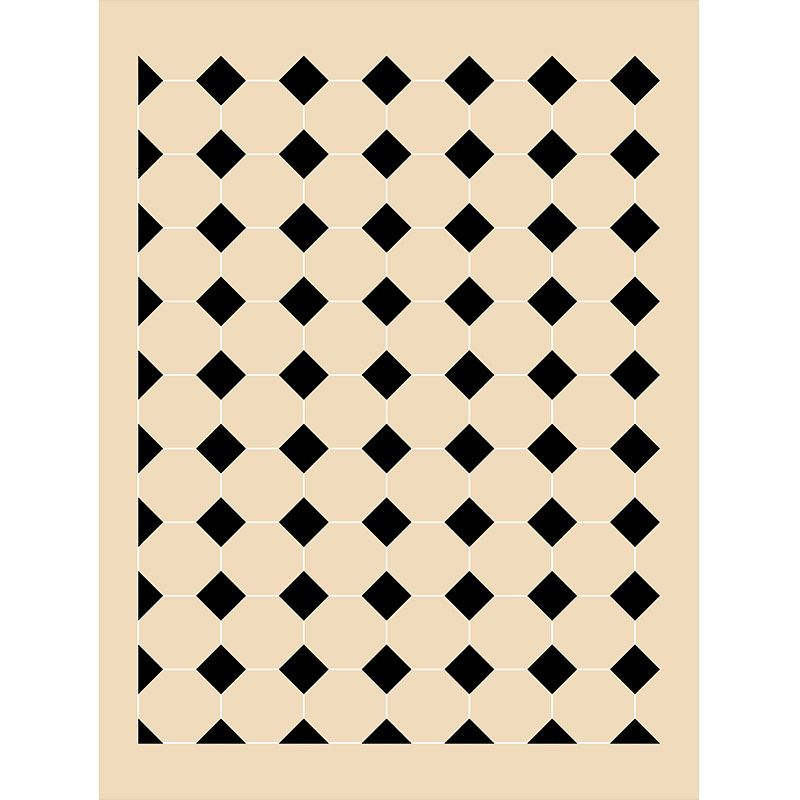 Minimalist Tribal Diamond Rug Beige Polyester Area Rug Stain Resistant Rug for Bedroom