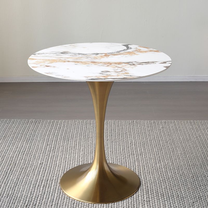 Metal Modern Round Table Sintered Stone Table for Kitchen and Dining Room