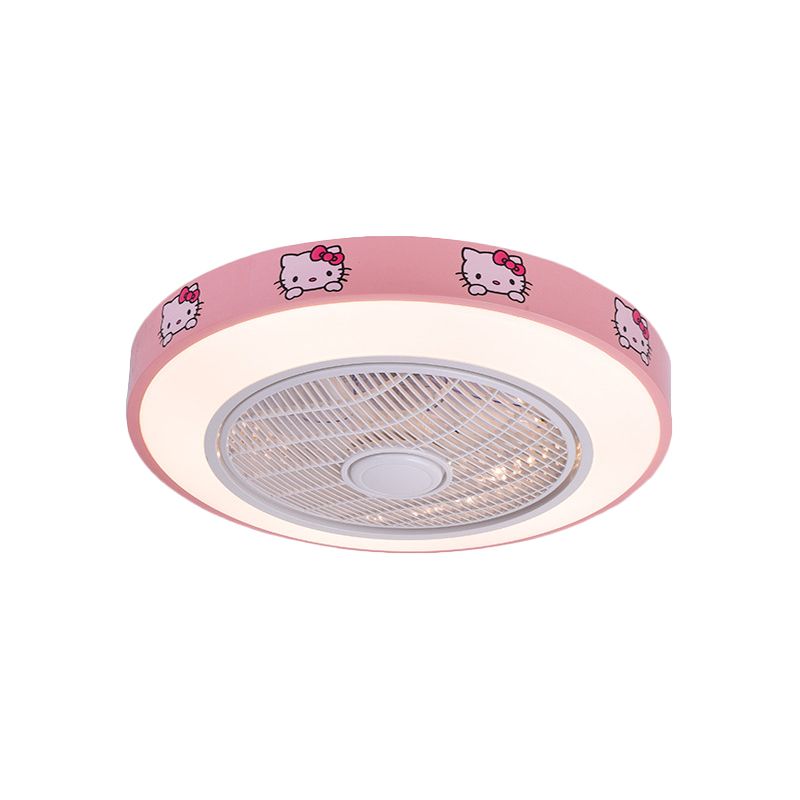 19.5 "de ancho acrílico Circular semi flanpletería Lámpara de ventilador de techo colgante de niños LED LED en blanco/azul/rosa