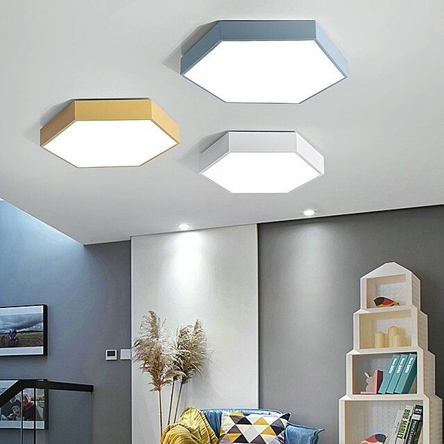 Hexagon Flush Light Fixtures 1 Light Acrylic Minimalist Flush Mount Ceiling Light Fixture
