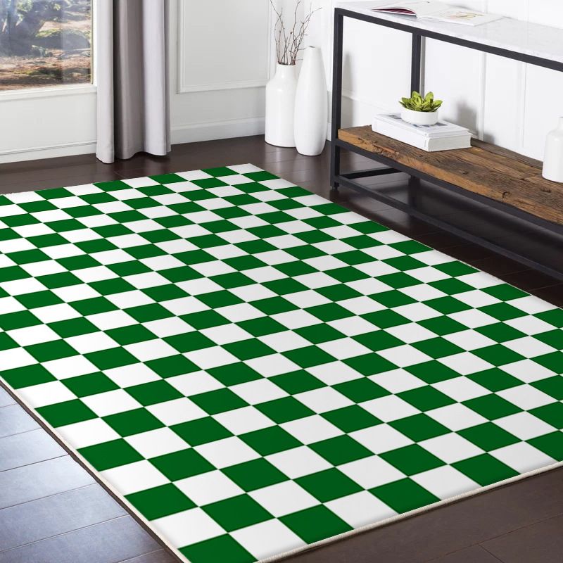 Trendy Tartan Pattern Carpet Polyester Indoor Rug Pet Friendly Area Rug for Home Decoration