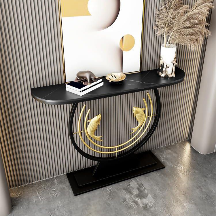 Glam Console Sofa Table Antique Finish Half Moon Console Table