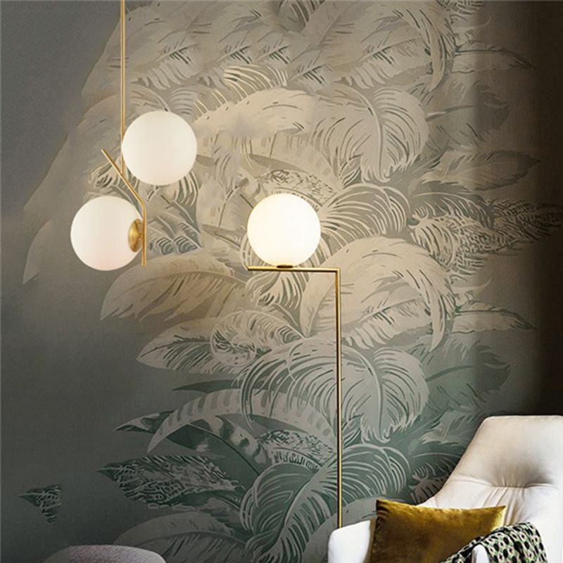 Modern Minimalist Linear Chandelier Light Fixture Spherical Frosted Glass 2 Light Ceiling Chandelier